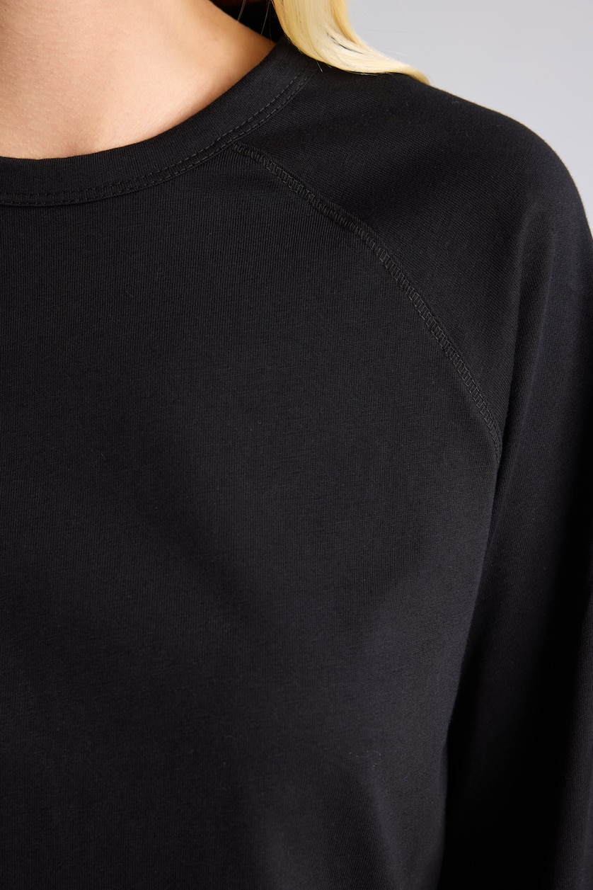 Women Black Relax Fit Crew Neck T-Shirt
