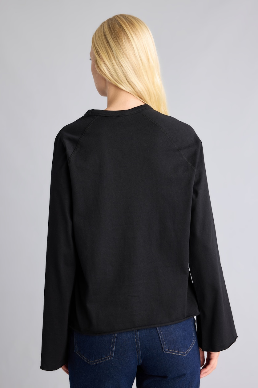 Women Black Relax Fit Crew Neck T-Shirt