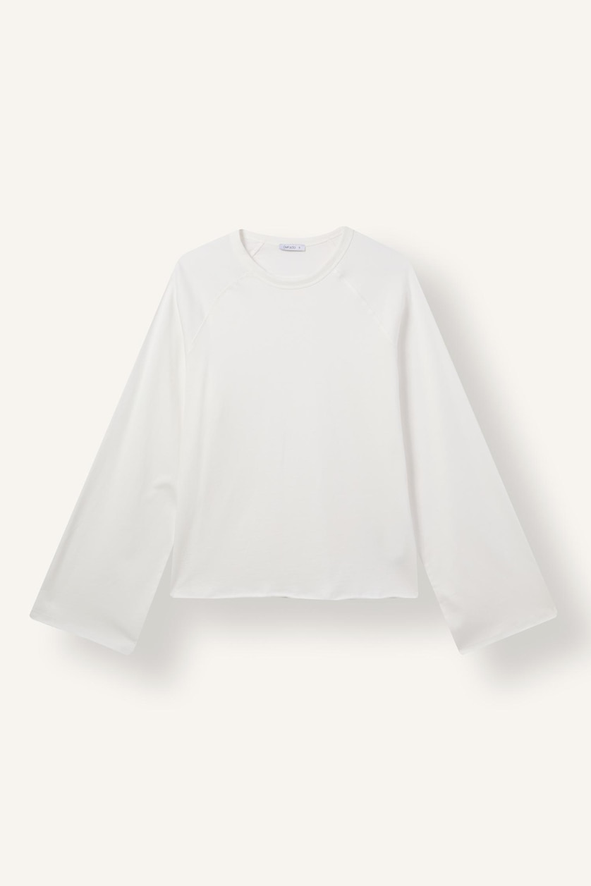 Kadın Kırık Beyaz Relaxed Fit Reglan Kollu Basic Tişört