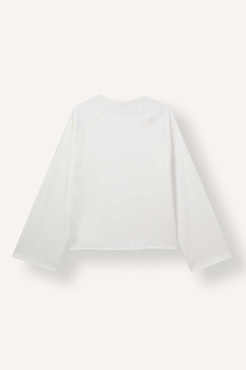Kadın Kırık Beyaz Relaxed Fit Reglan Kollu Basic Tişört