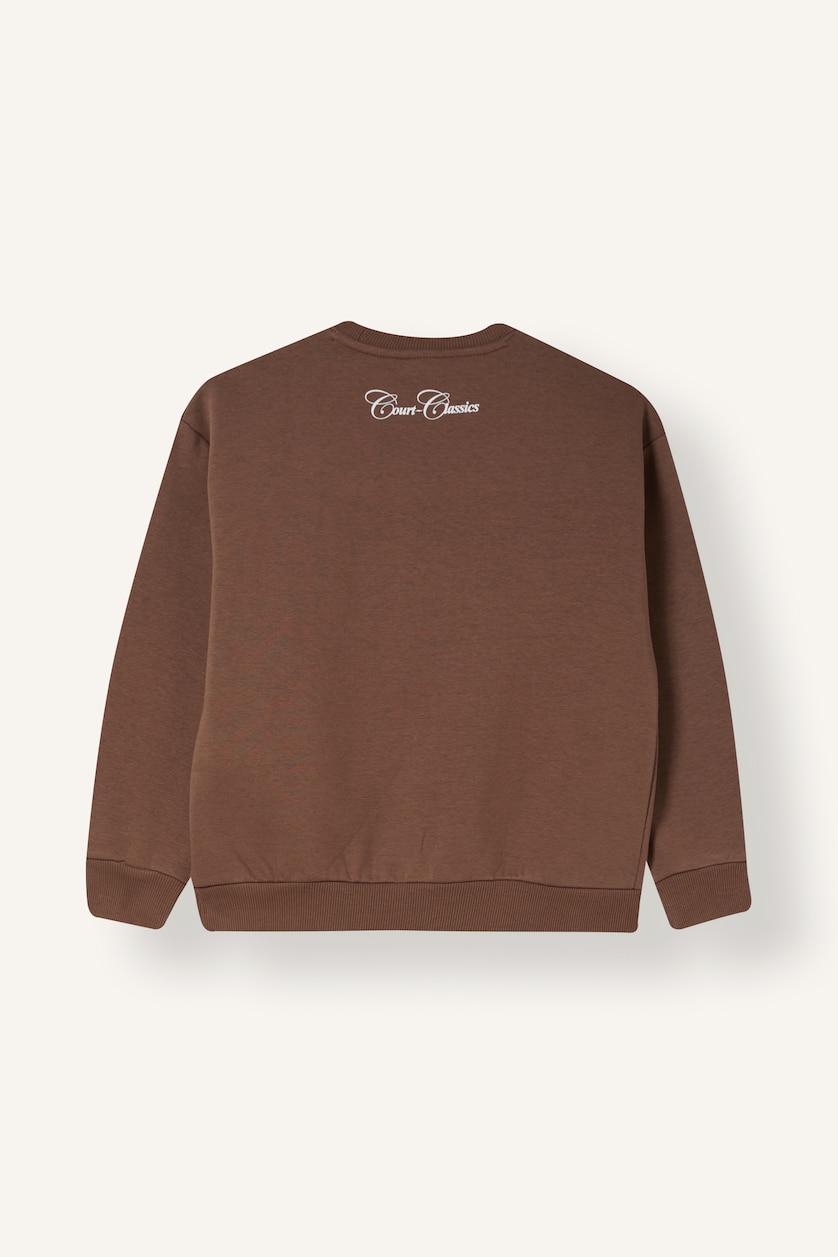 Erkek Çocuk - Genç Erkek Kahve Baskılı Kalın Sweatshirt Erkek Çocuk