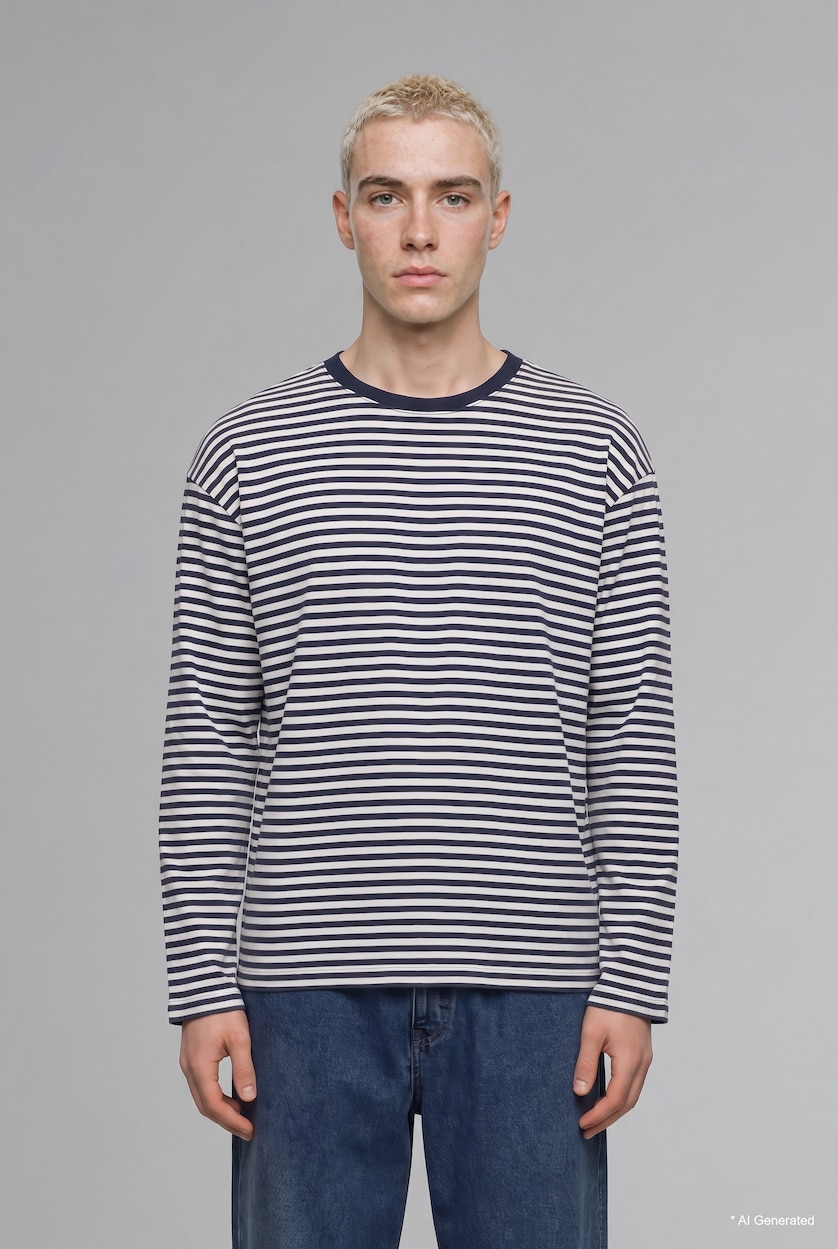 MAN NAVY Boxy Fit Long Sleeve T-Shirt