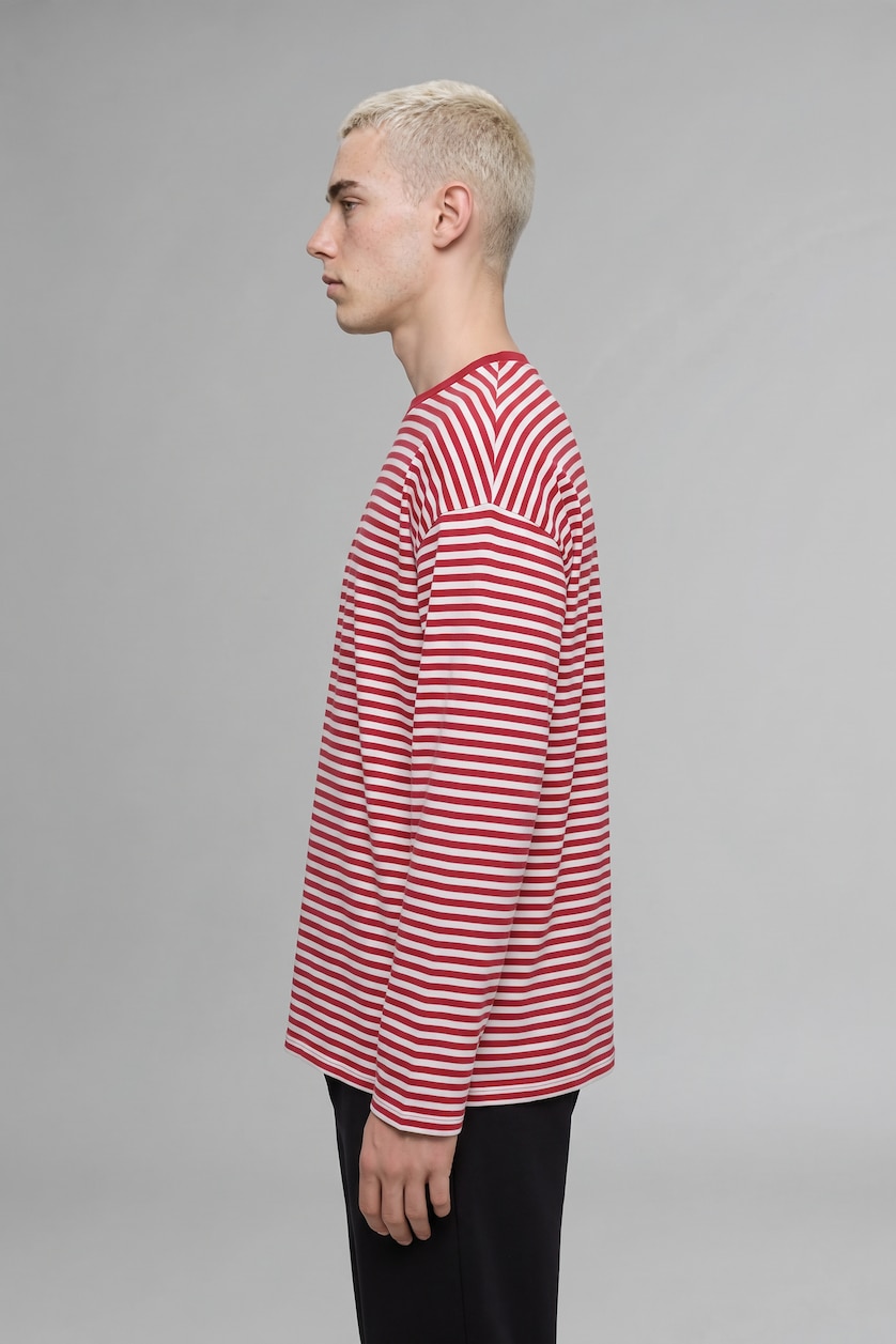 Men Red Boxy Fit Long Sleeve T-Shirt