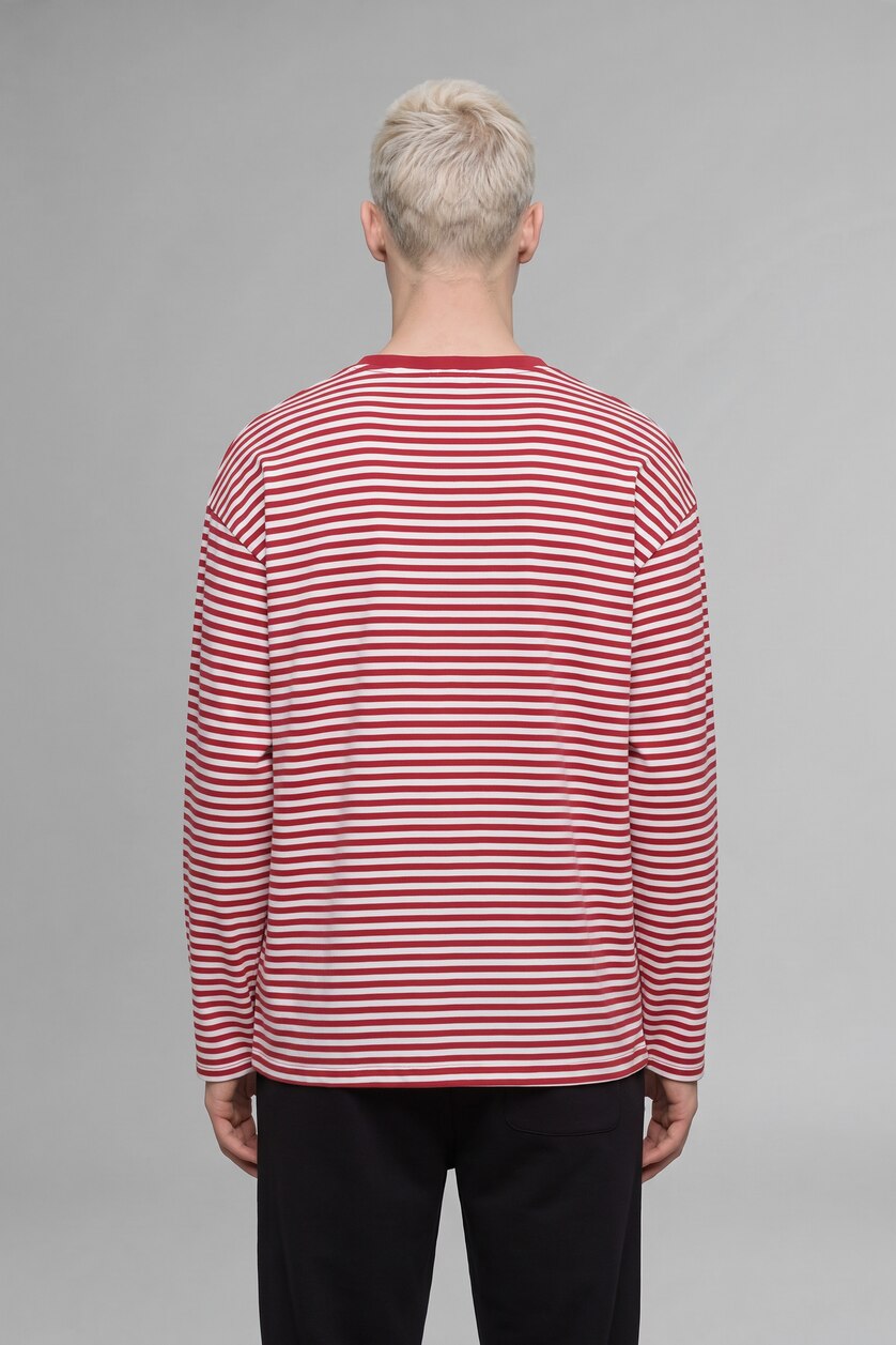 Men Red Boxy Fit Long Sleeve T-Shirt