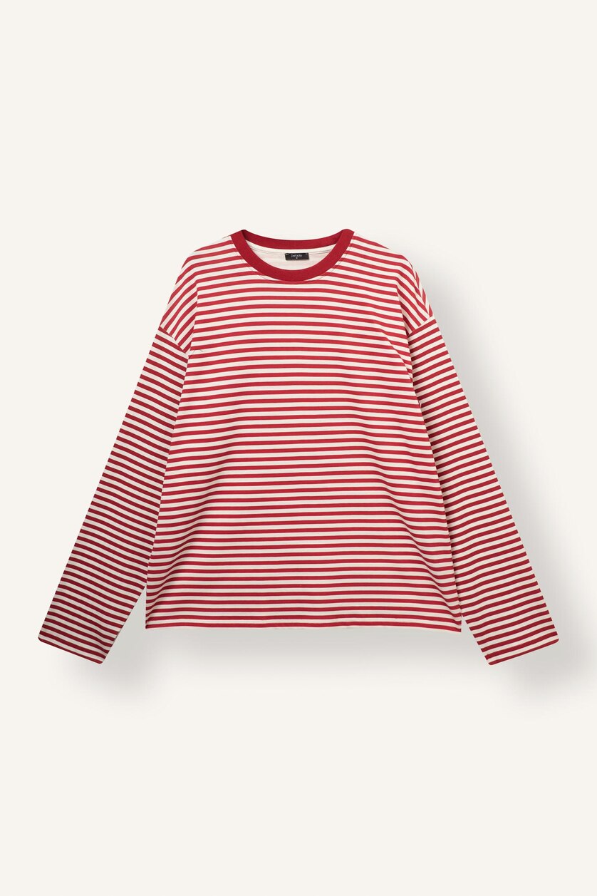 Men Red Boxy Fit Long Sleeve T-Shirt