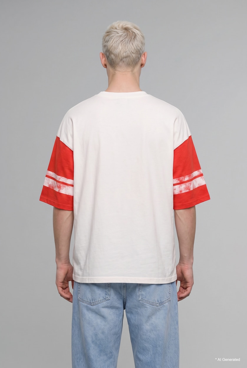 رجالي بيج فاتح Boxy Fit Short Sleeve T-Shirt