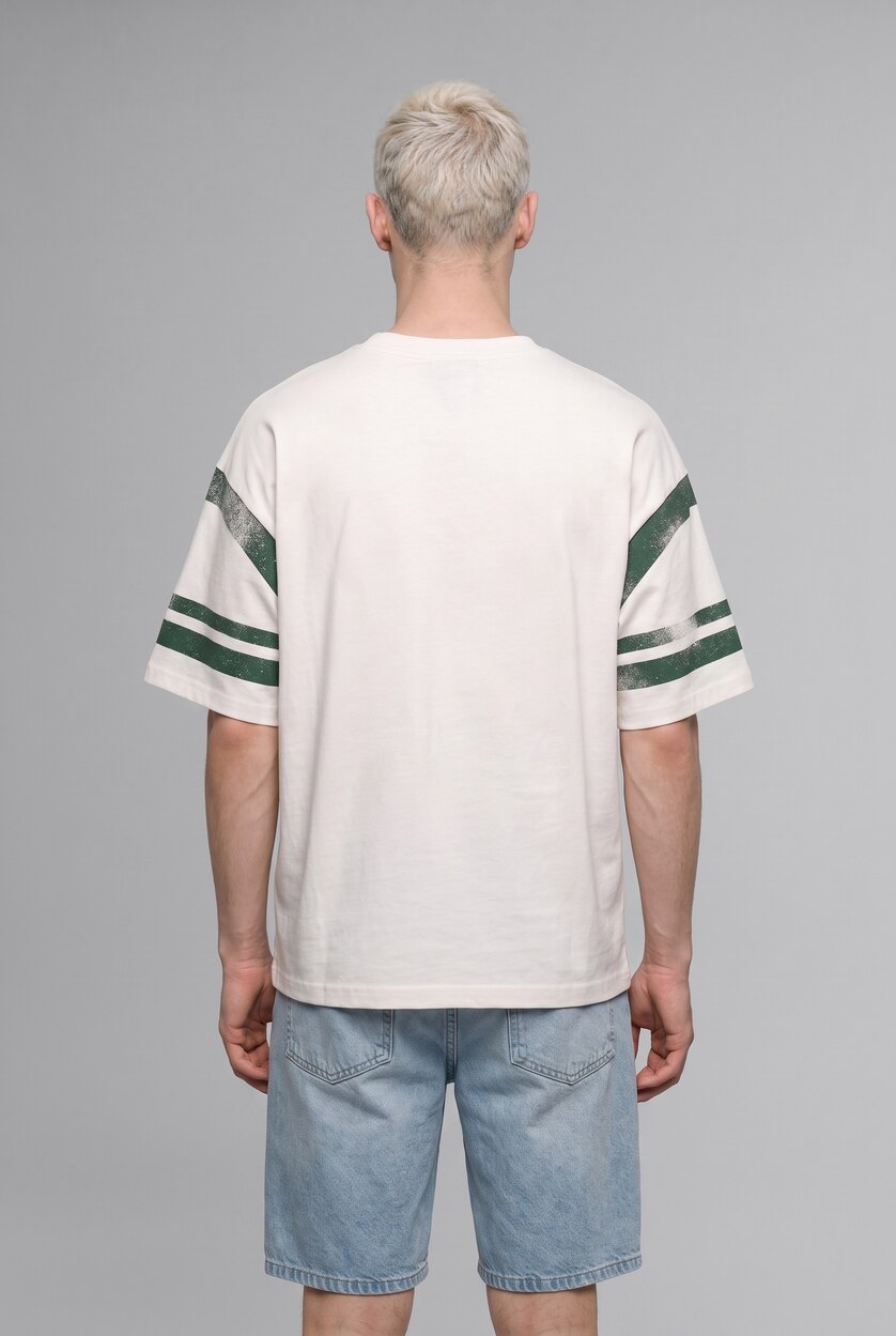 Men Ecru Boxy Fit Short Sleeve T-Shirt