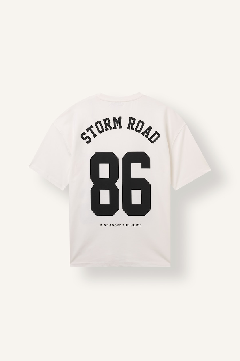 Men Ecru Boxy Fit Short Sleeve T-Shirt