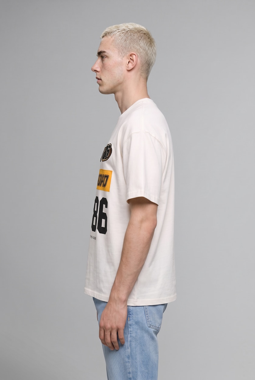 Men Ecru Boxy Fit Short Sleeve T-Shirt