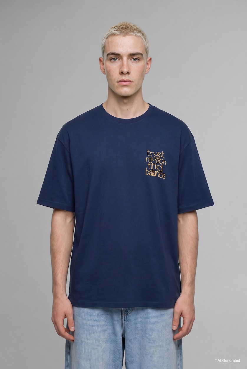 Men Indigo Boxy Fit Short Sleeve T-Shirt