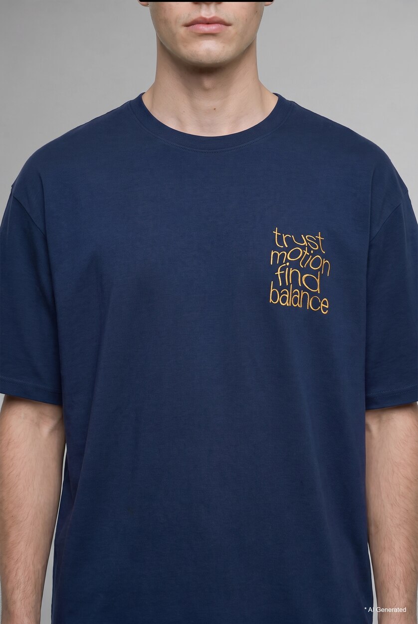Men Indigo Boxy Fit Short Sleeve T-Shirt