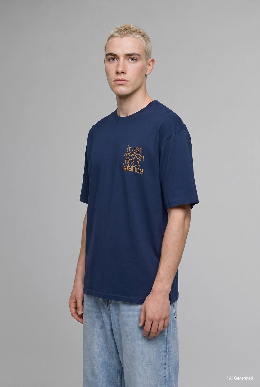 Men Indigo Boxy Fit Short Sleeve T-Shirt