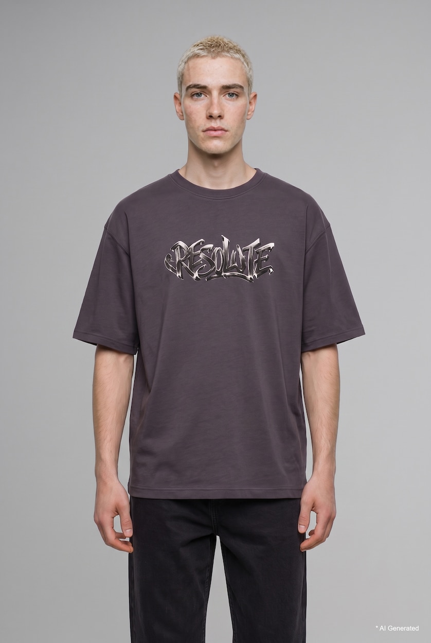 Man Anthracite Boxy Fit Short Sleeve T-Shirt