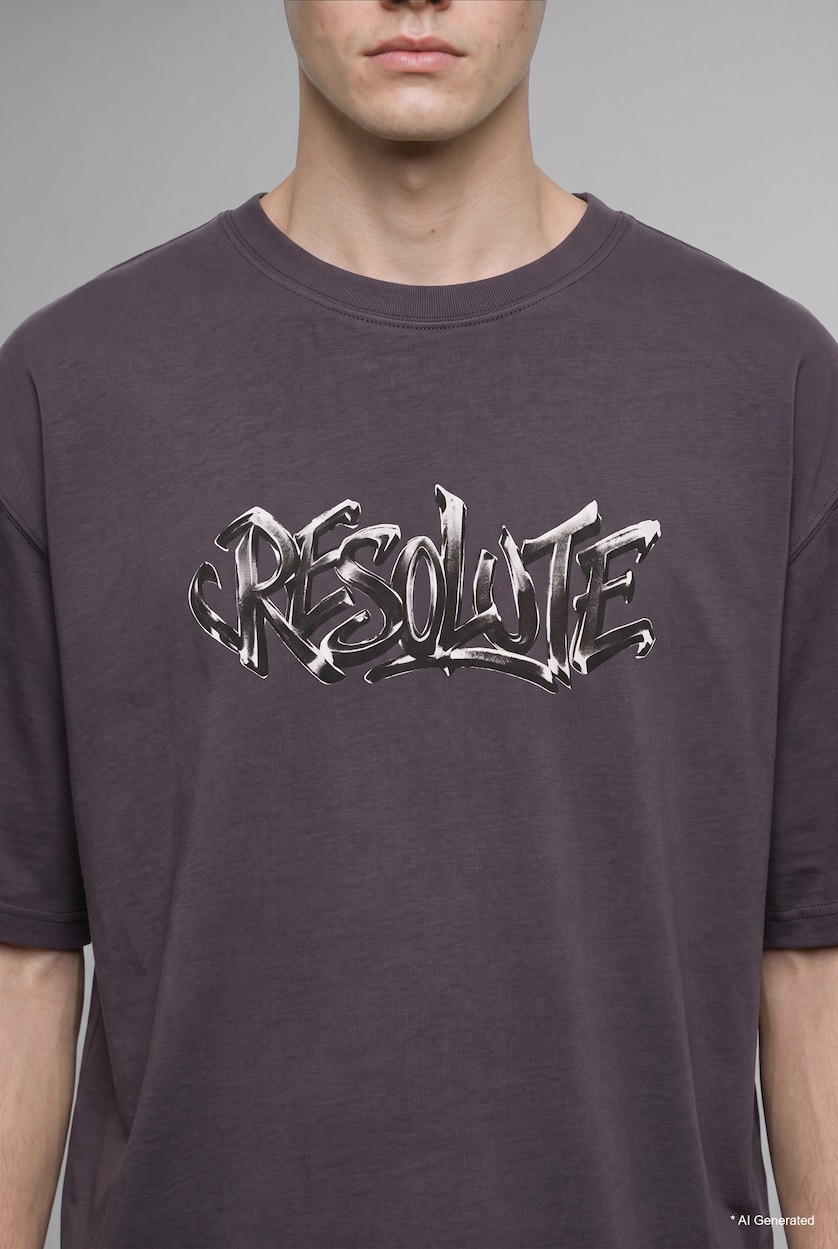 Man Anthracite Boxy Fit Short Sleeve T-Shirt