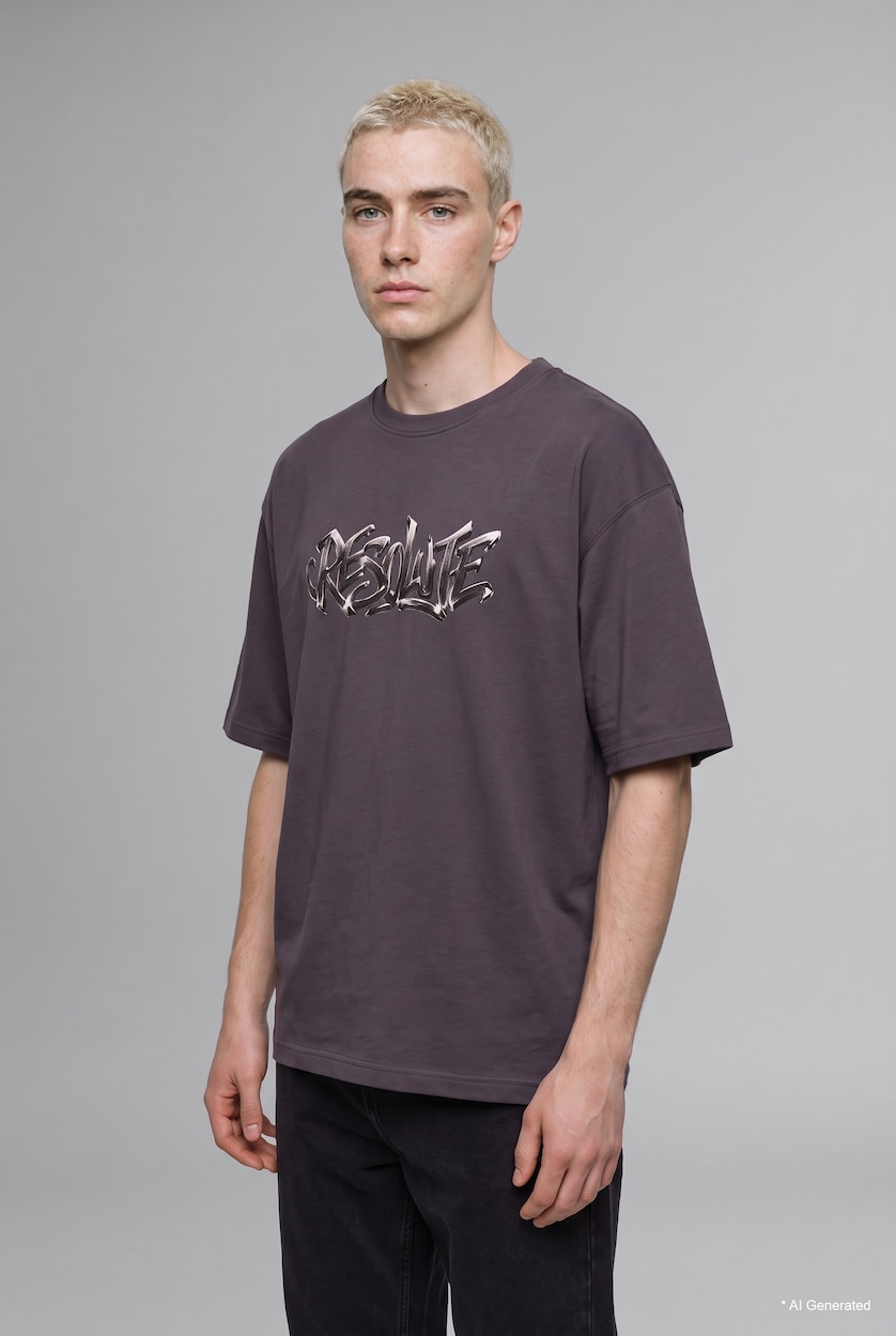 Man Anthracite Boxy Fit Short Sleeve T-Shirt