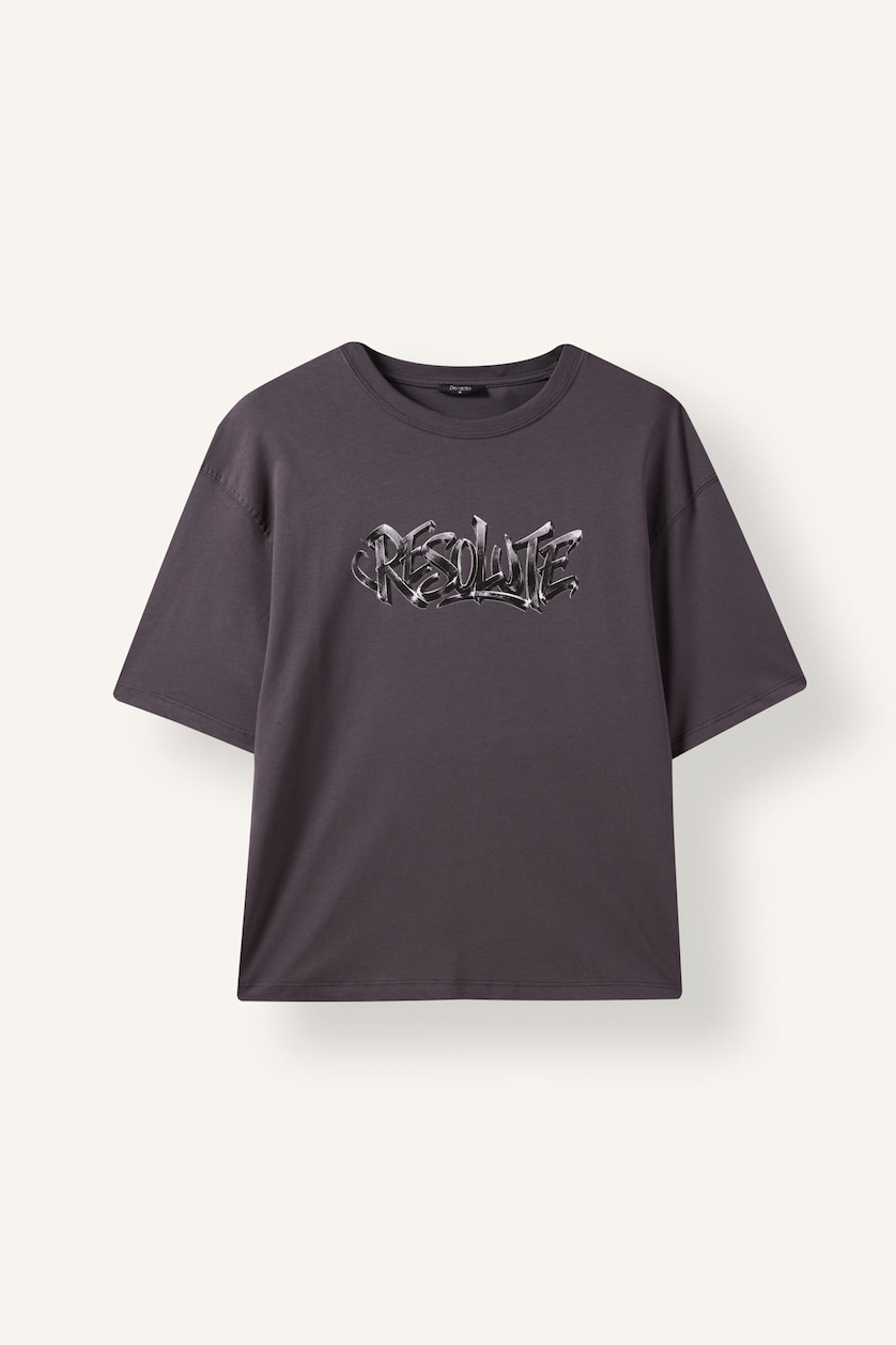 Man Anthracite Boxy Fit Short Sleeve T-Shirt