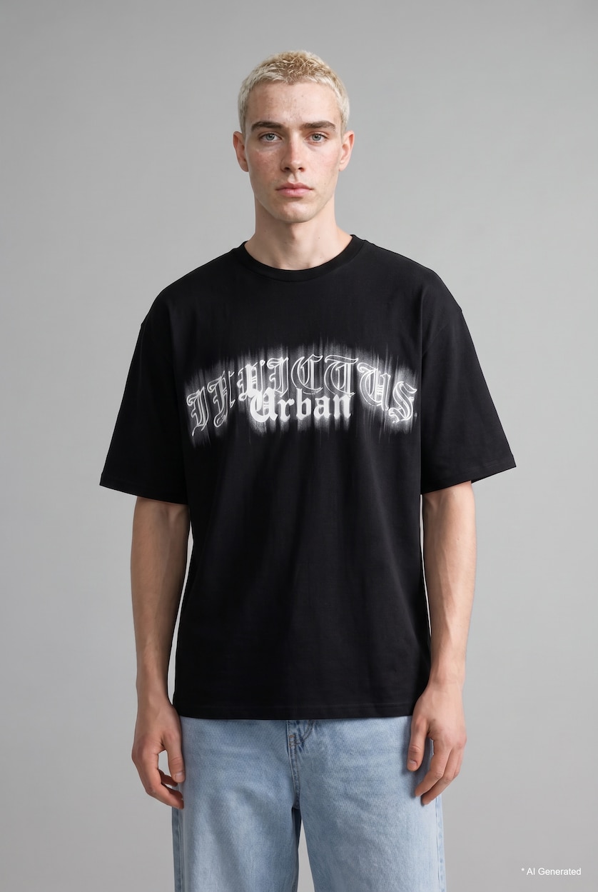 Men Black Boxy Fit Short Sleeve T-Shirt