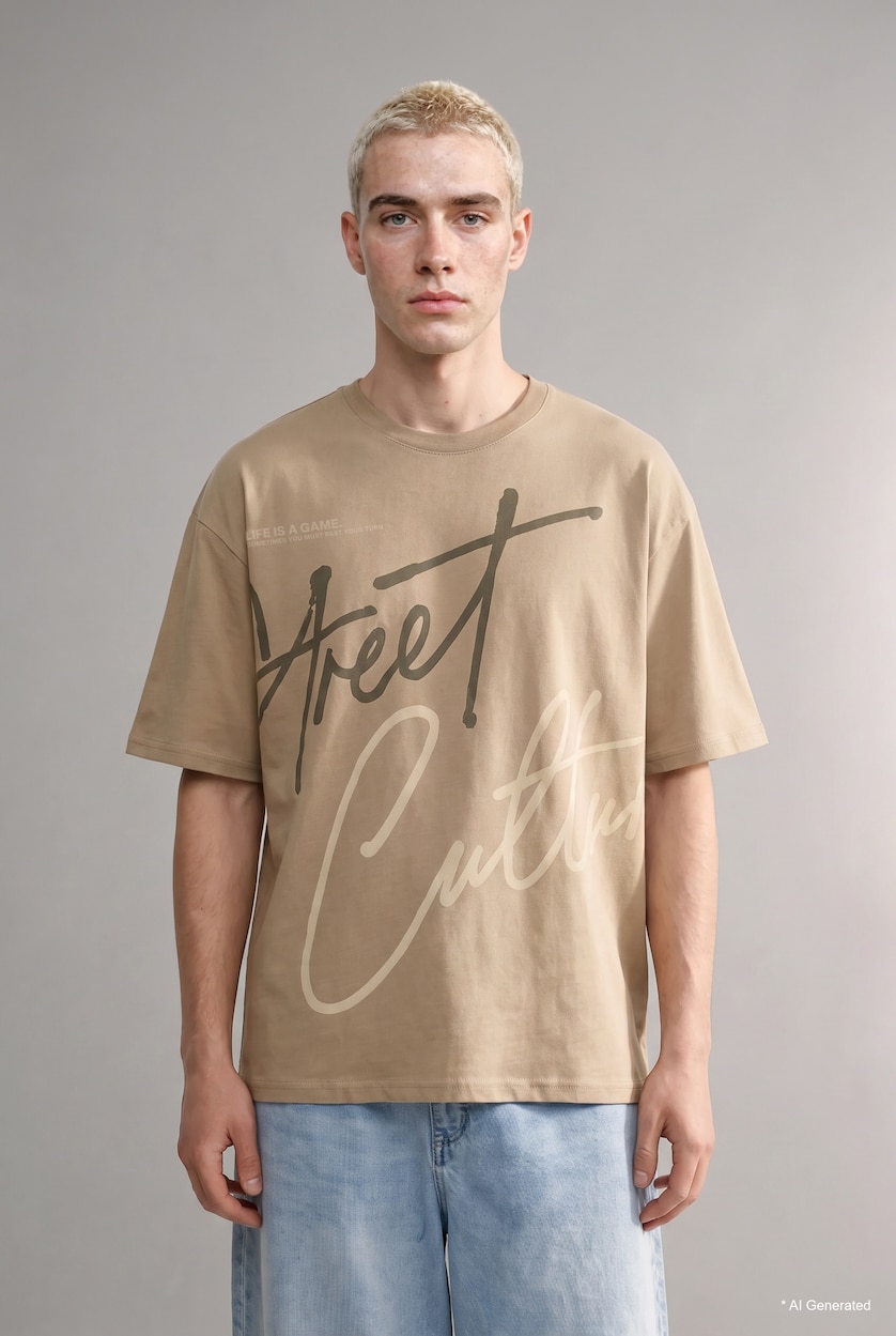 Men Light Vison Boxy Fit Short Sleeve T-Shirt