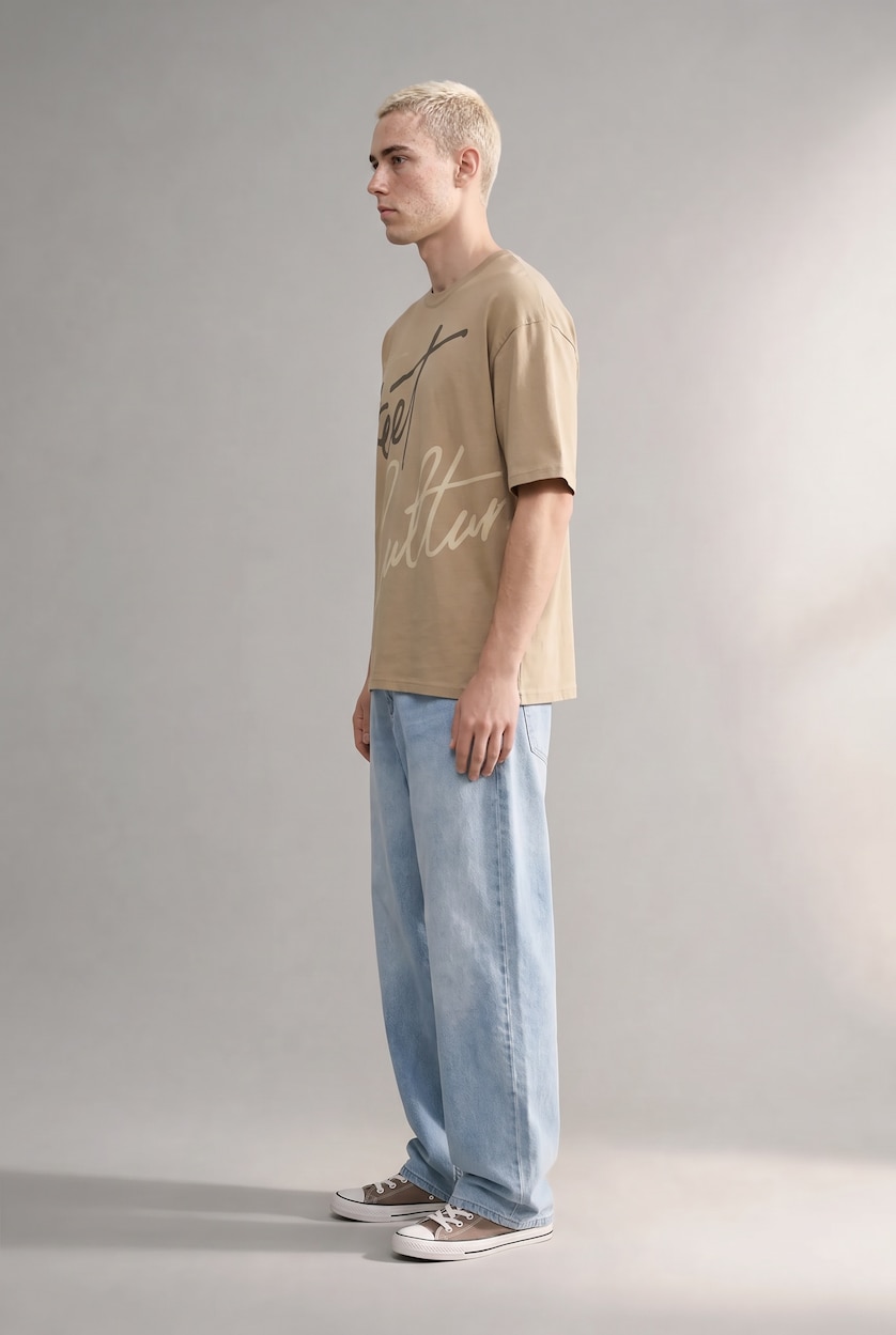 Men Light Vison Boxy Fit Short Sleeve T-Shirt