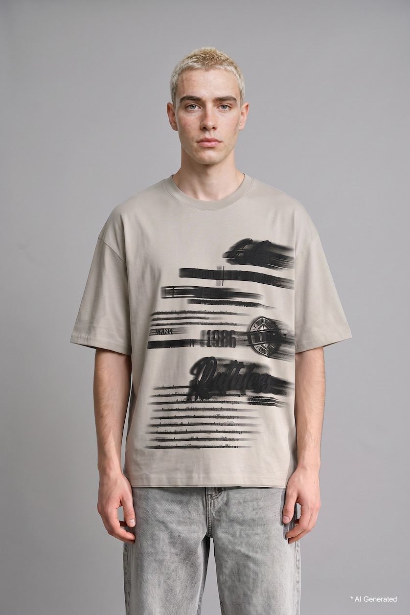 رجال رمادي Boxy Fit Short Sleeve T-Shirt