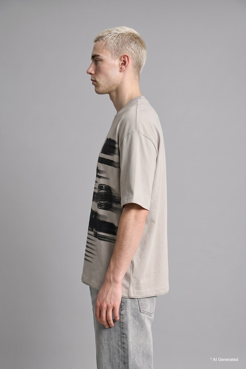 رجال رمادي Boxy Fit Short Sleeve T-Shirt