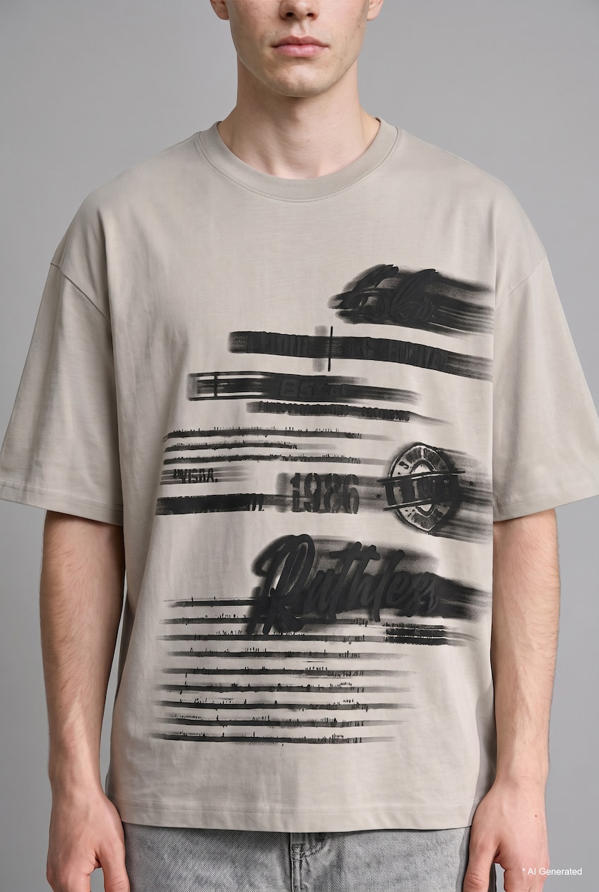 رجال رمادي Boxy Fit Short Sleeve T-Shirt