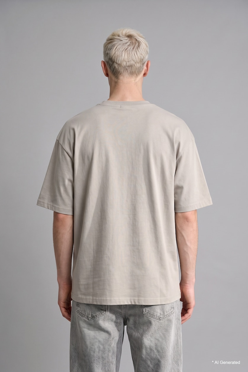 رجال رمادي Boxy Fit Short Sleeve T-Shirt