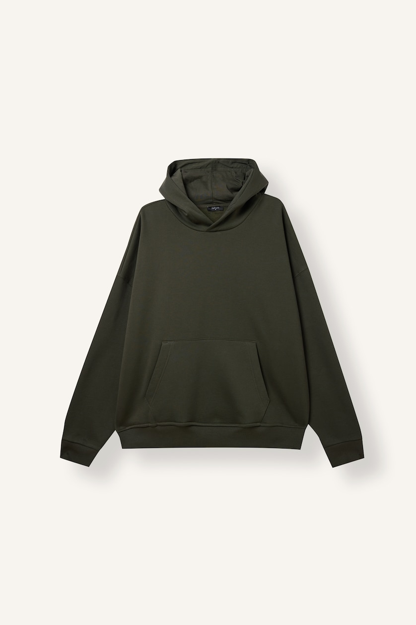 Men Dark Khaki Boxy Fit Thick Sweatshirt Fabric Sweatshirt