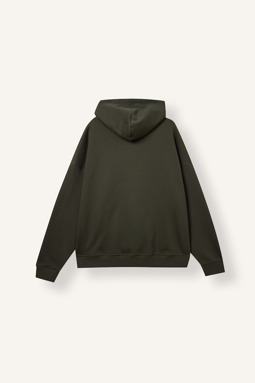 Men Dark Khaki Boxy Fit Thick Sweatshirt Fabric Sweatshirt
