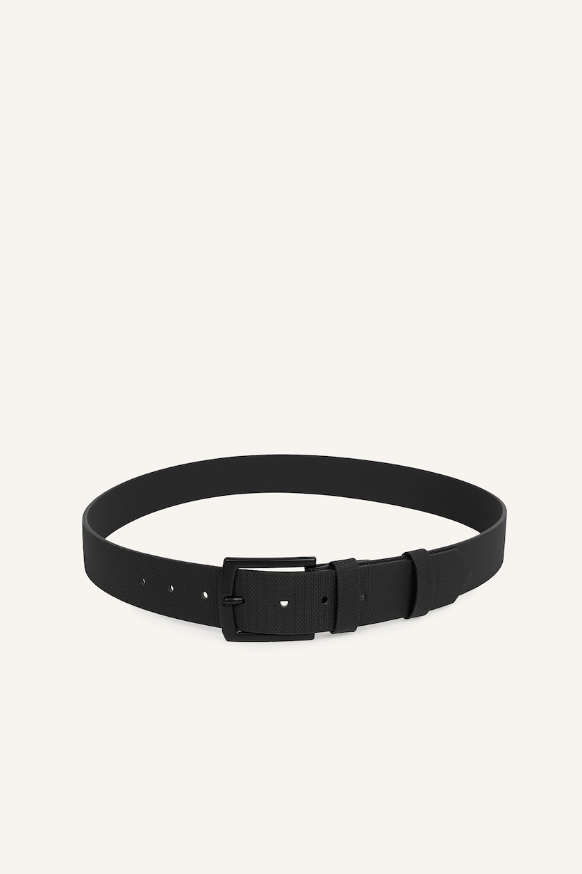 Men Black Man Rectangle Clasp Faux Leather Dual Jean Belt