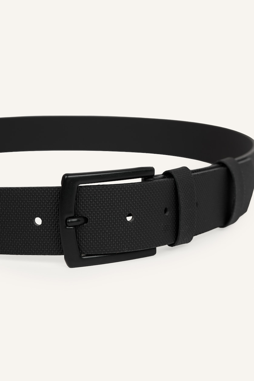 Men Black Man Rectangle Clasp Faux Leather Dual Jean Belt