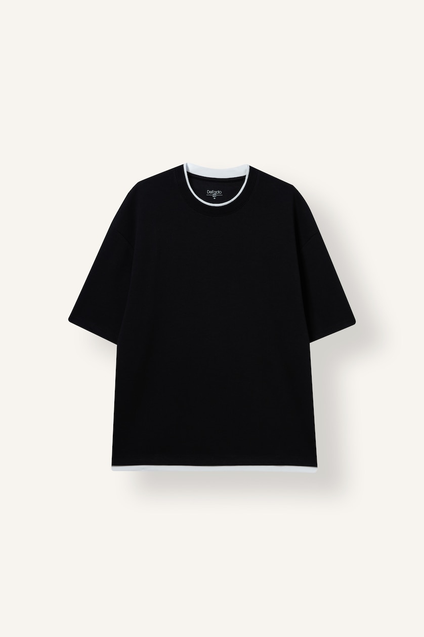 Men Black Boxy Fit Short Sleeve T-Shirt