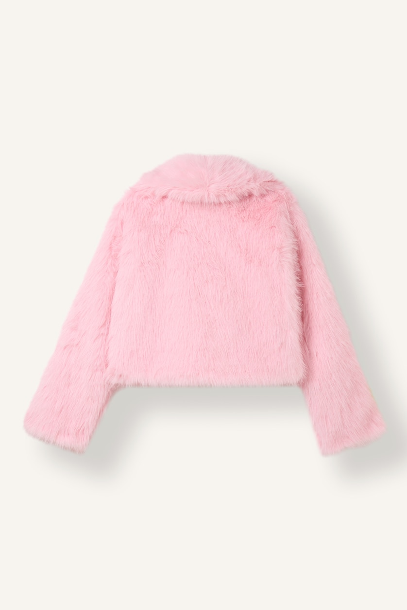 Kadın Pembe Regular Fit Şal Yaka Suni Kürk
