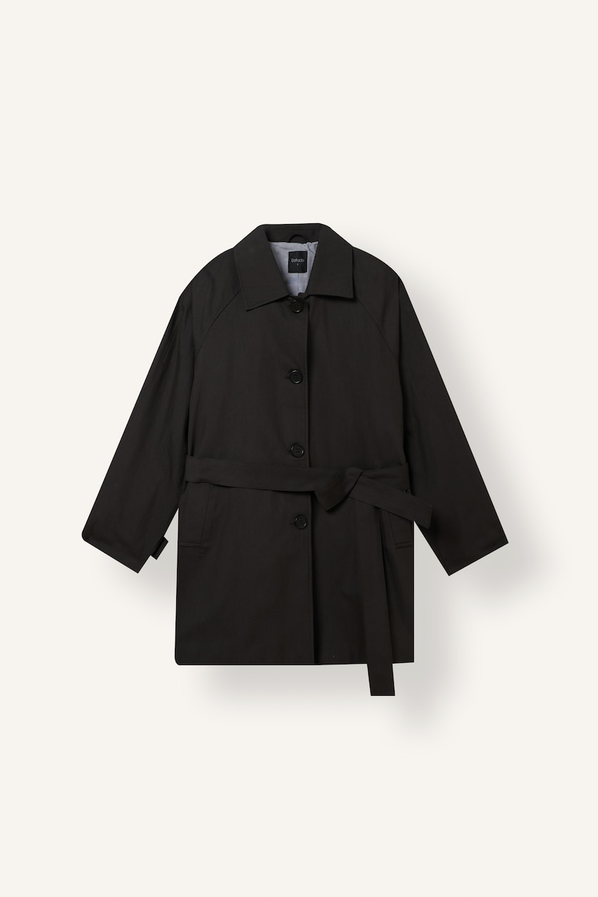 Woman Black Button up Trenchcoat