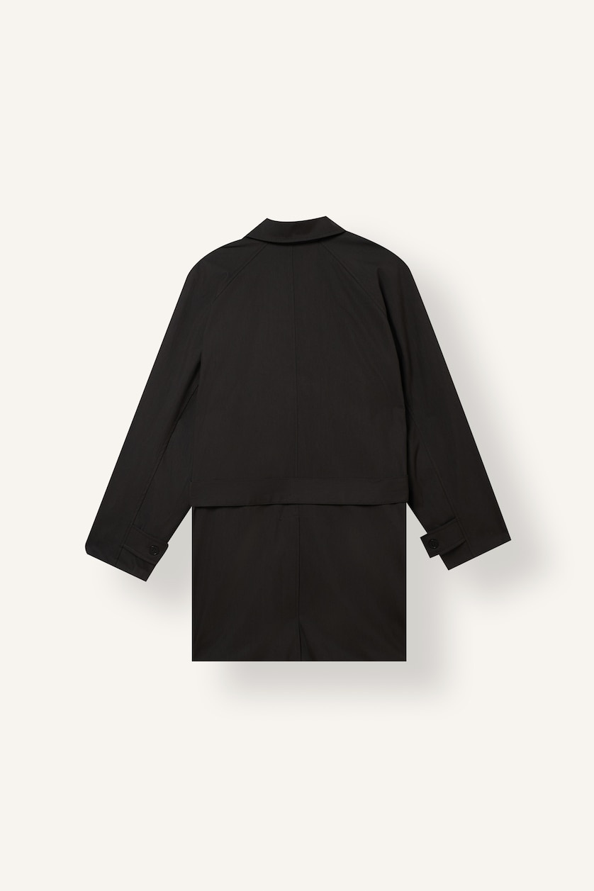 Woman Black Button up Trenchcoat