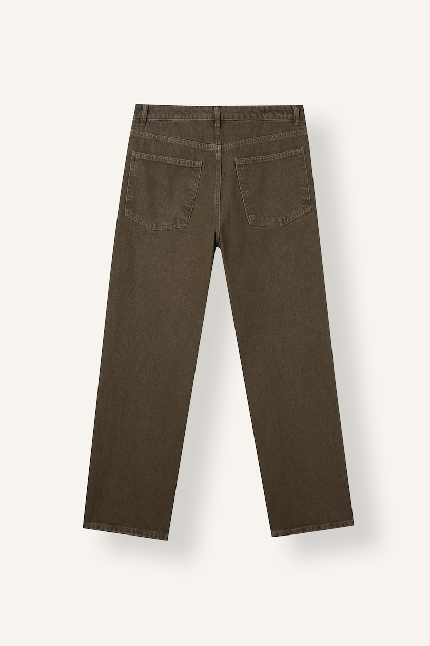 Erkek Koyu Haki Baggy Fıt Jean