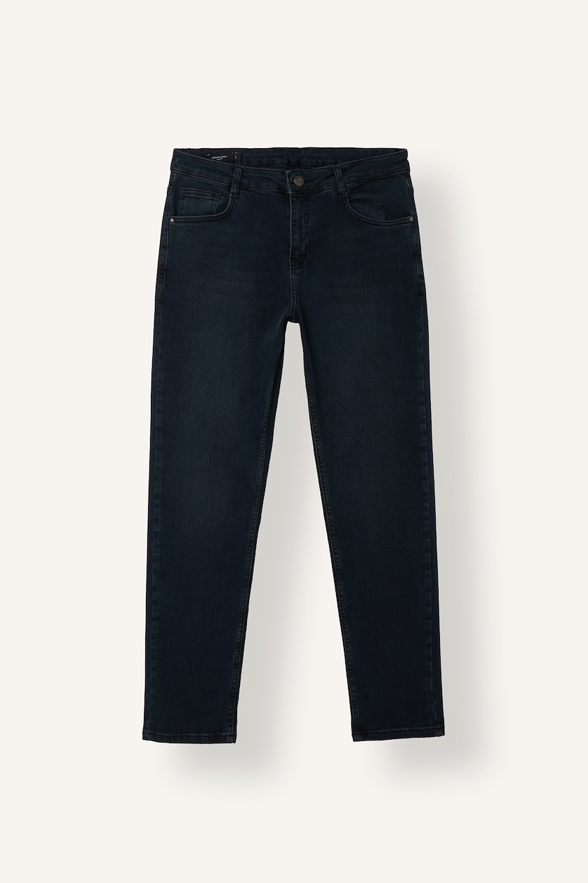 Man Blue Black Normal Waist Pedro Slim Fit Trousers