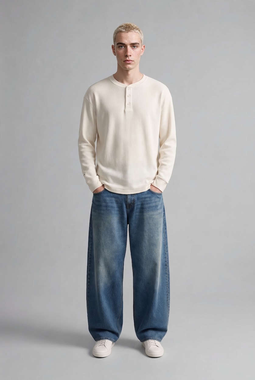 Erkek Koyu Mavi Super Baggy Fıt Jean