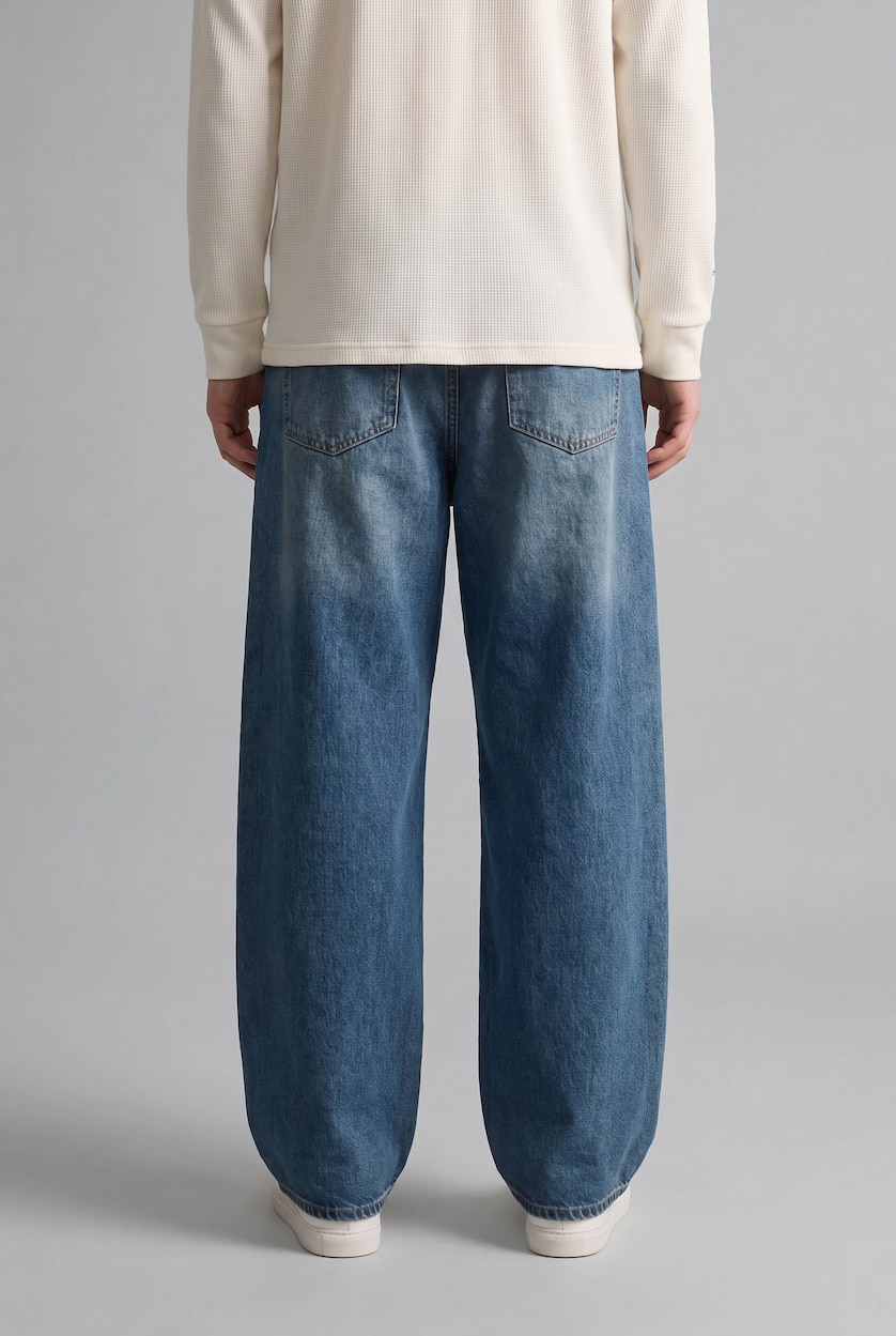 Erkek Koyu Mavi Super Baggy Fıt Jean