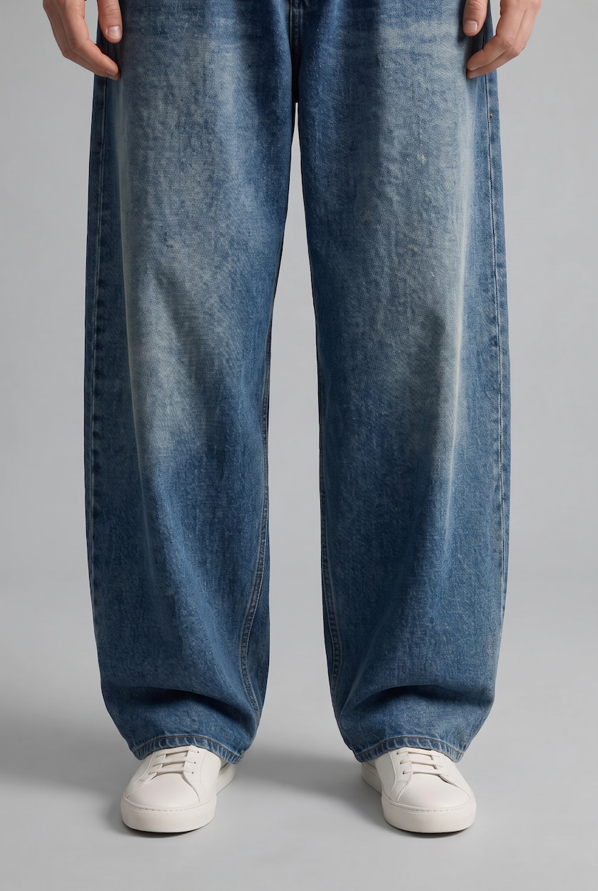 Erkek Koyu Mavi Super Baggy Fıt Jean