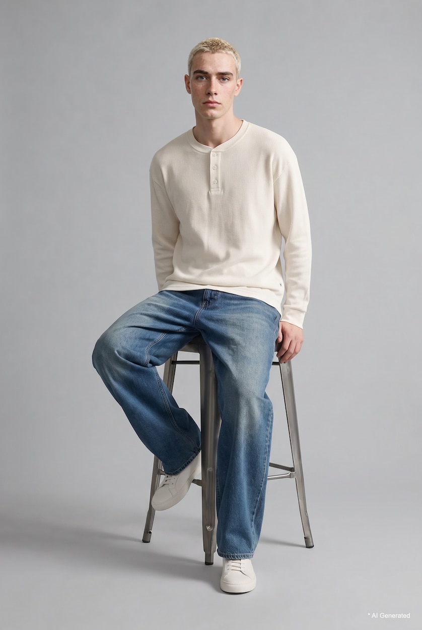 Erkek Koyu Mavi Super Baggy Fıt Jean