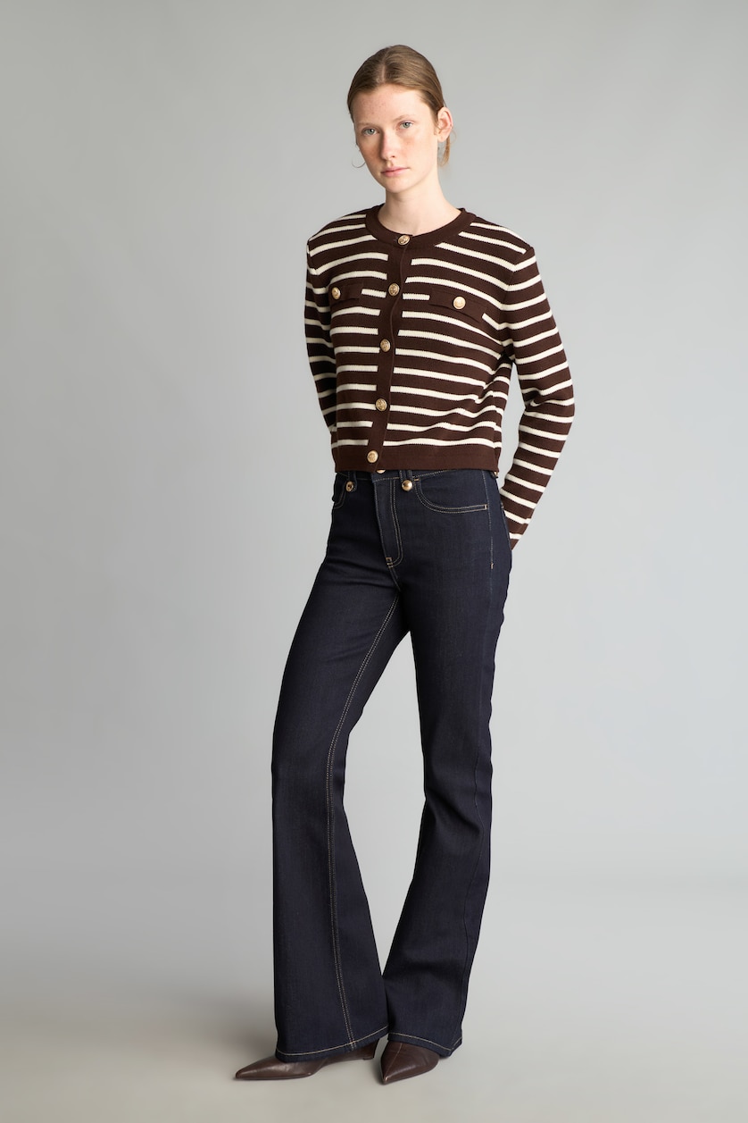 Women Blue Black Normal Waist Flare Trousers