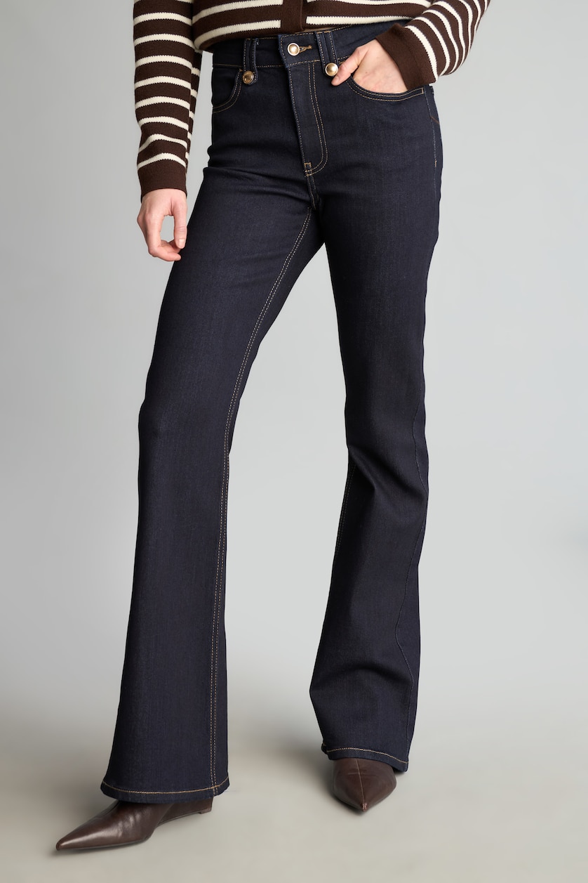 Women Blue Black Normal Waist Flare Trousers