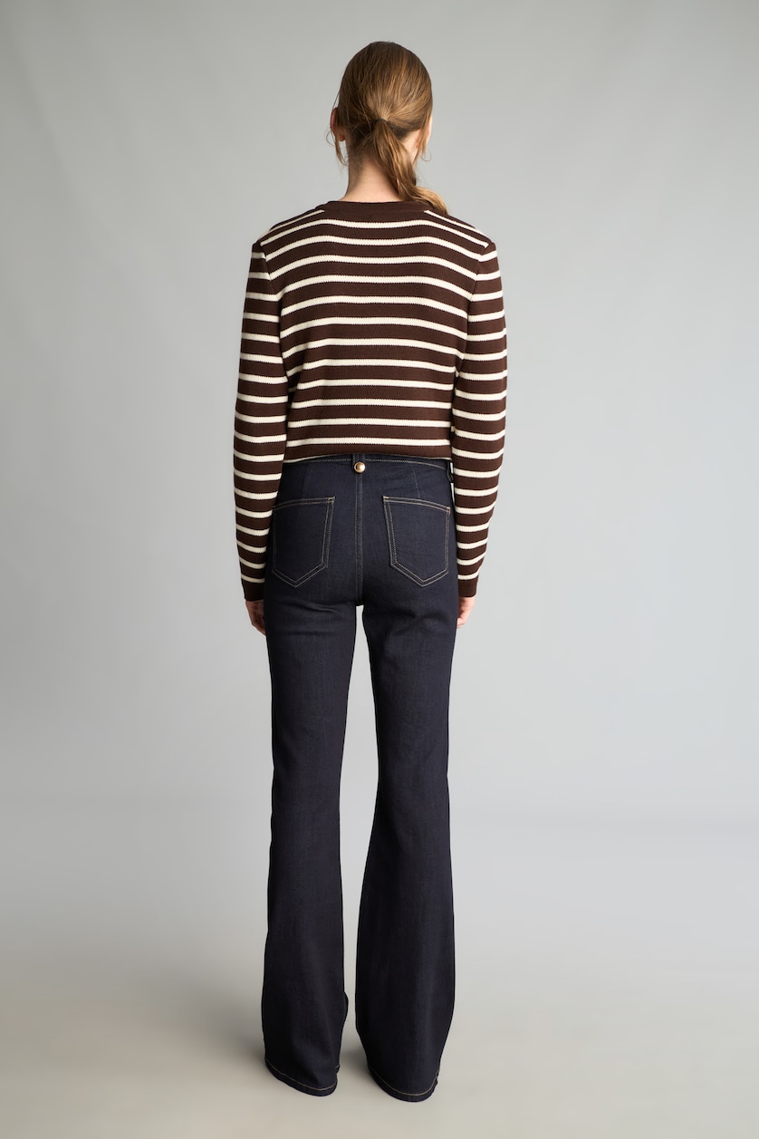 Women Blue Black Normal Waist Flare Trousers