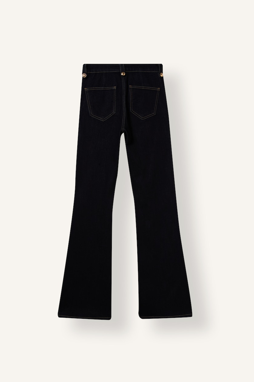 Women Blue Black Normal Waist Flare Trousers