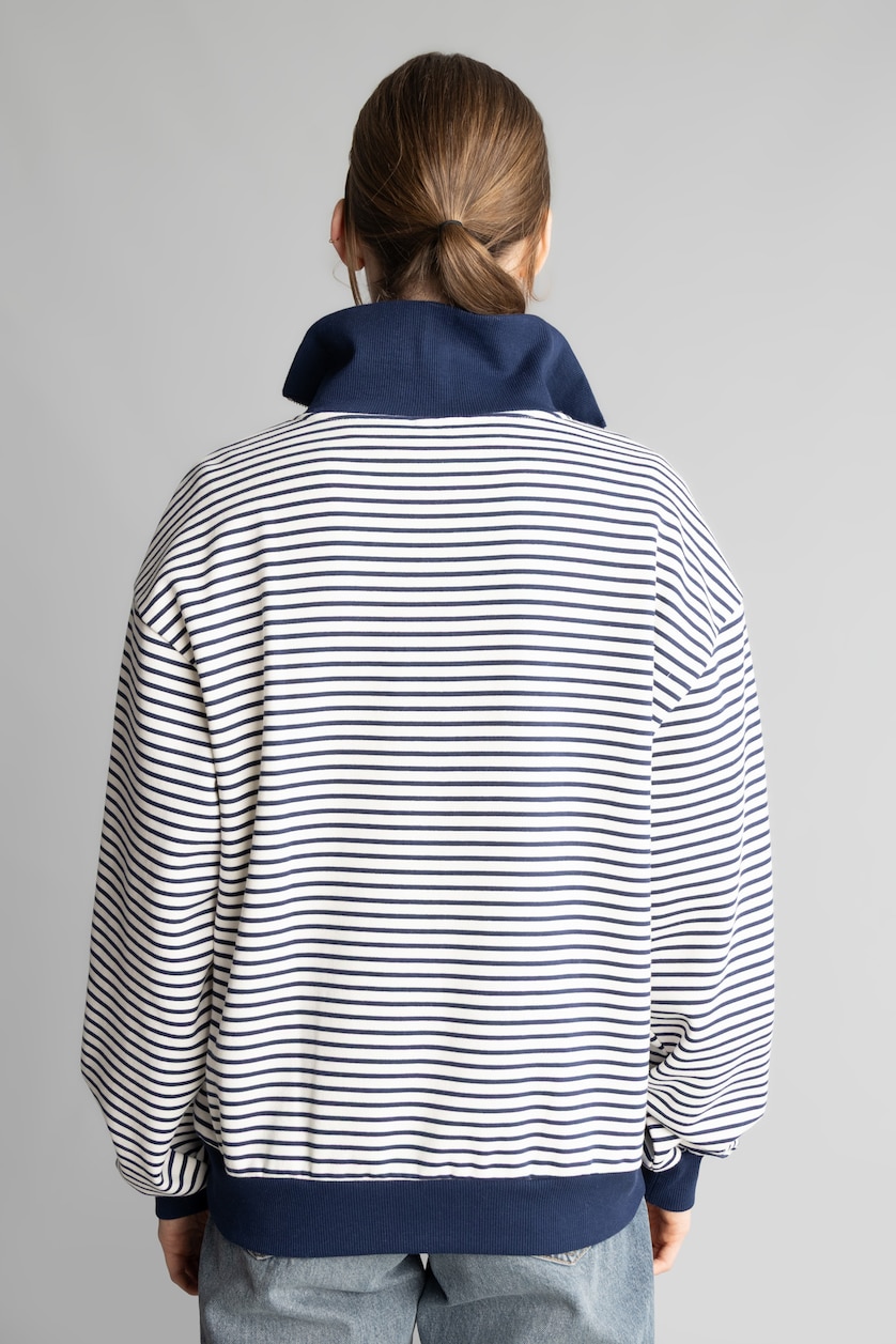 Kadın Lacivert Slım Fıt Kalın Sweatshirt Kumaşı Sweatshirt