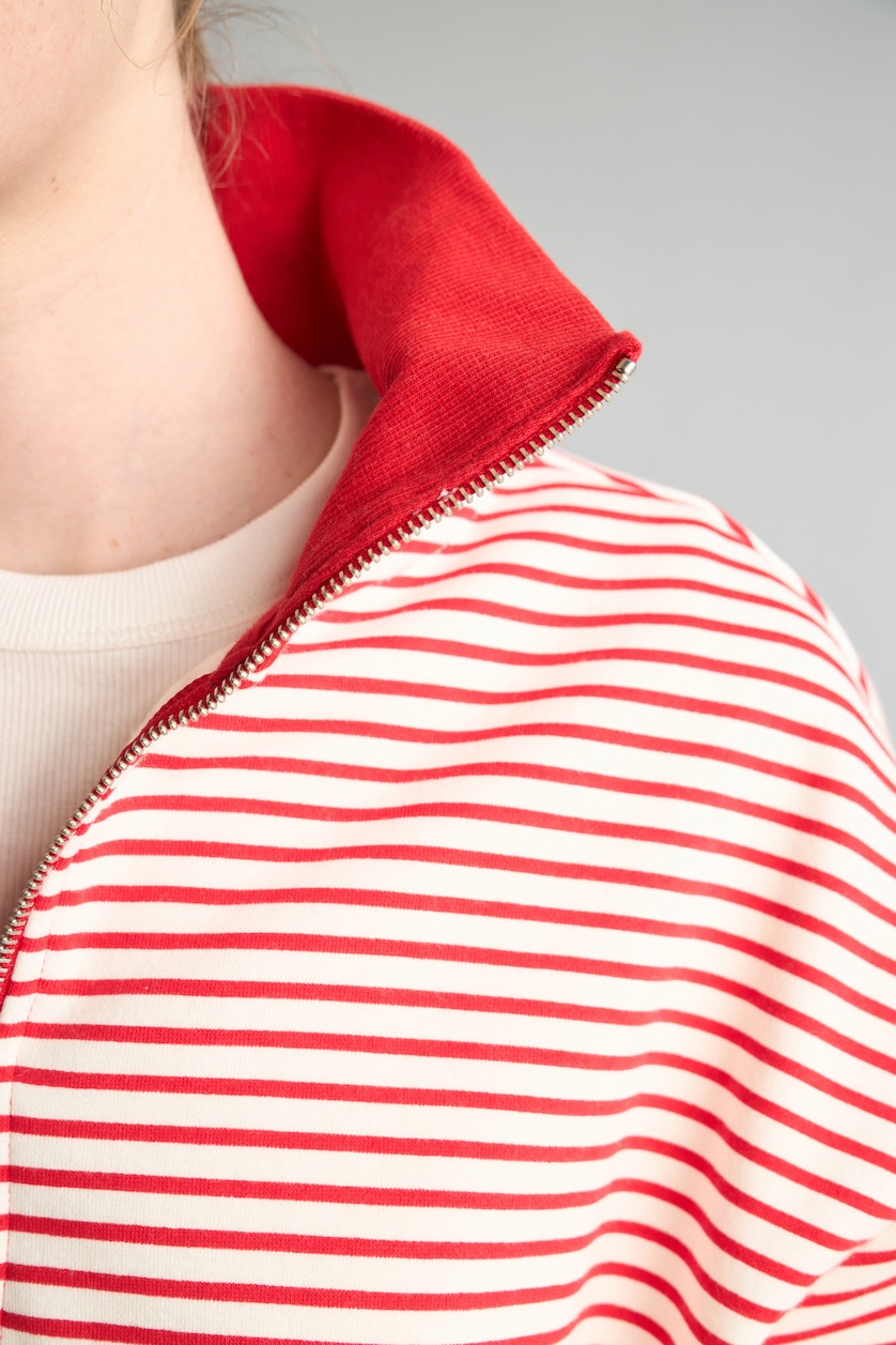 Kadın Kırmızı Slım Fıt Kalın Sweatshirt Kumaşı Sweatshirt