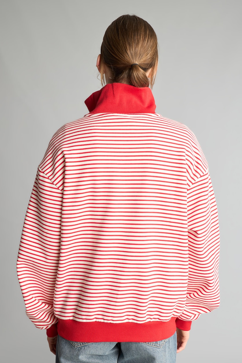 Kadın Kırmızı Slım Fıt Kalın Sweatshirt Kumaşı Sweatshirt