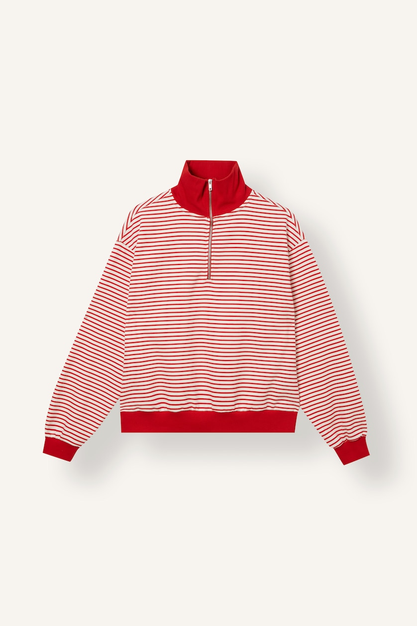 Kadın Kırmızı Slım Fıt Kalın Sweatshirt Kumaşı Sweatshirt