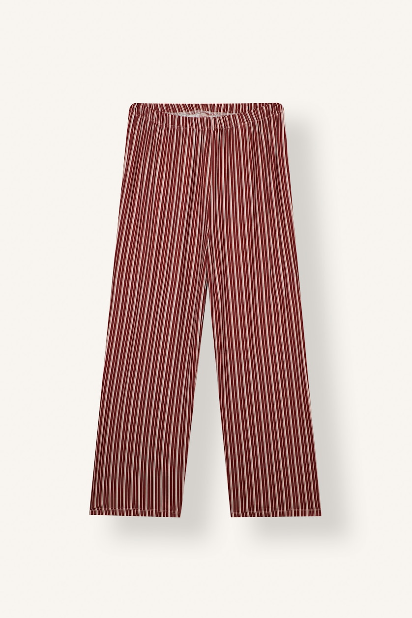 Kadın Açık Kahve Regular Fit Çizgili Pijama Takımı